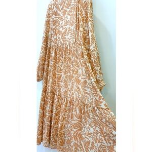 Floral Modest Long Sleeve Dress ruffled hem, Korean cottagecore prairie boho M/L